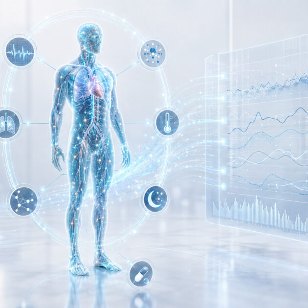 Patient-specific Physiological Digital Twin connecting multimodal health signals with longitudinal physiological trends.
