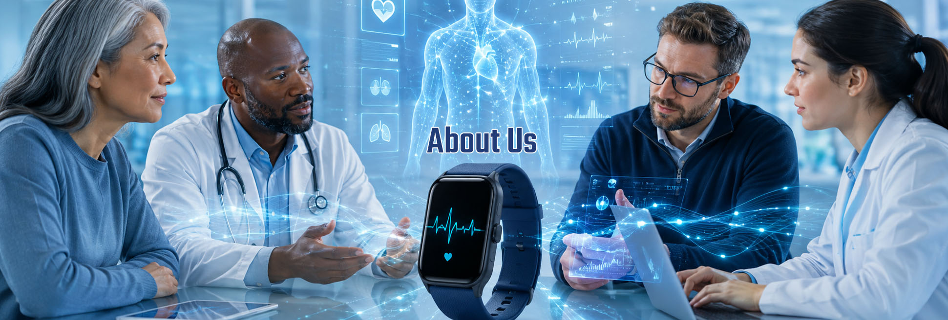 Patient, clinician and technology specialists collaborating around the MediQAI wearable and Physiological Digital Twin