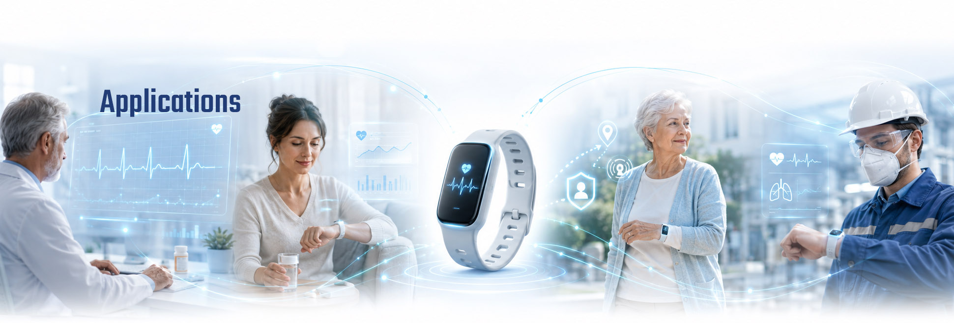 MediQAI wearable connecting cardiovascular monitoring, home care, older-person support and occupational health applications